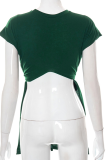 Green Sexy Print Patchwork O Neck T-Shirts