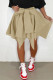 Khaki Casual Solid Bandage Patchwork Asymmetrical High Waist Type A Solid Color Bottoms