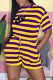 Purple Yellow Fashion Living Striped Letter O Neck Rompers