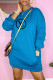 Light Blue Fashion Casual Print Letter O Neck One Step Skirt Dresses