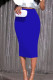 Blue Casual Solid Patchwork Straight High Waist Solid Color Bottoms