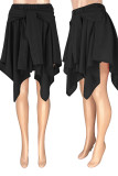 Pink Casual Solid Bandage Patchwork Asymmetrical High Waist Type A Solid Color Bottoms