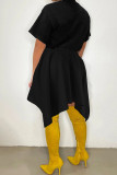 Pink Casual Solid Bandage Patchwork Asymmetrical High Waist Type A Solid Color Bottoms