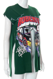 Green Sexy Print Patchwork O Neck T-Shirts