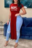 Pink Casual Print Patchwork Slit O Neck T-Shirts