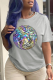 Grey Fashion Street Print Patchwork O Neck T-Shirts