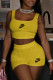 Yellow Fashion Casual Print Patchwork Square Collar Sleeveless Two Pieces
