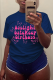 Navy Blue Fashion Daily Butterfly Print Patchwork Letter O Neck T-Shirts