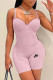 Pink Fashion Sexy Print Letter Spaghetti Strap Rompers