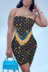 Black Fashion Street Print Patchwork Strapless Sleeveless Two Pieces