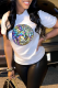 White Fashion Street Print Patchwork O Neck T-Shirts