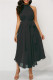Black Fashion Casual Solid Hollowed Out Split Joint O Neck Sleeveless Dress