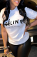 White Fashion Street Print Patchwork Letter O Neck T-Shirts