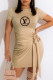 Bare Color Fashion Sexy Print Letter O Neck One Step Skirt Dresses