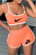 Orange Fashion Casual Print Patchwork Spaghetti Strap Sleeveless Two Pieces