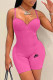 Rose Red Fashion Sexy Print Letter Spaghetti Strap Rompers