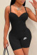 Black Fashion Sexy Print Letter Spaghetti Strap Rompers