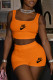 Orange Fashion Casual Print Patchwork Square Collar Sleeveless Two Pieces