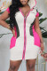 Pink Fashion Casual Patchwork Basic Hooded Collar Short Sleeve Dress