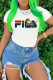 White Fashion Casual Print Letter O Neck T-Shirts