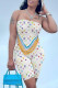 White Fashion Street Print Patchwork Strapless Sleeveless Two Pieces