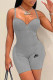 Grey Fashion Sexy Print Letter Spaghetti Strap Rompers