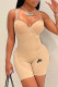 Khaki Fashion Sexy Print Letter Spaghetti Strap Rompers