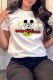 White Fashion Casual Print Letter O Neck T-Shirts