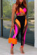 Rose Red Sexy Solid Patchwork See-through O Neck Sleeveless Two Pieces