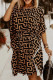 Khaki Casual Print Patchwork O Neck Irregular Dress Dresses