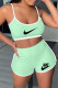 Mint green Fashion Casual Print Patchwork Spaghetti Strap Sleeveless Two Pieces