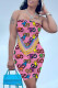 Pink Fashion Street Print Patchwork Strapless Sleeveless Two Pieces
