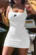 White Fashion Sexy Print Patchwork Square Collar One Step Skirt Dresses