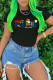Black Fashion Casual Print Letter O Neck T-Shirts
