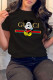 Black Fashion Casual Print Letter O Neck T-Shirts