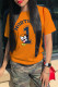Orange Fashion Casual Character Letter O Neck T-Shirts