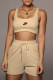 Deep Coffee Fashion Casual Print Letter U Neck Sleeveless Two Pieces