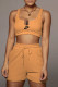 Orange Fashion Casual Print Letter U Neck Sleeveless Two Pieces