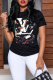 Black Fashion Casual Print Patchwork Letter O Neck T-Shirts