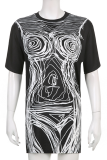 Black Casual Print Patchwork O Neck Straight Dresses