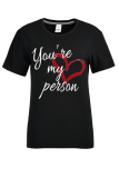 White Fashion Daily Print Patchwork Letter O Neck T-Shirts