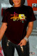 Black Fashion Casual Print Letter O Neck T-Shirts
