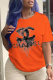 Orange Fashion Casual Print Patchwork Letter O Neck T-Shirts