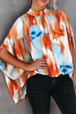 Multicolor Casual Print Patchwork O Neck Tops