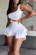 White Sexy Solid Patchwork Skinny Mid Waist Pencil Solid Color Bottoms