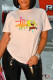 White Fashion Casual Print Letter O Neck T-Shirts