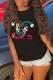 Black Fashion Street Character Patchwork O Neck T-Shirts