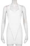 White Sexy Solid Patchwork Halter Sleeveless Two Pieces