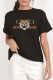 Black Fashion Casual Print Letter O Neck T-Shirts