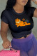 Black Fashion Casual Character Letter O Neck T-Shirts